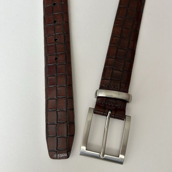 J Campbell Los Angeles Belt Italian Leather Mens Brown Embossed Size 34 - Picture 5 of 11